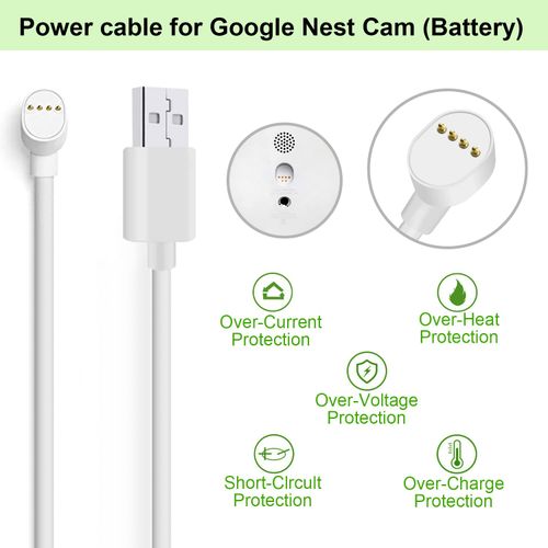 WOFTD Power Cord for Google Nest Cam (Battery) Only, Weatherproof Charging Cable - 6 ft [2-Pack]