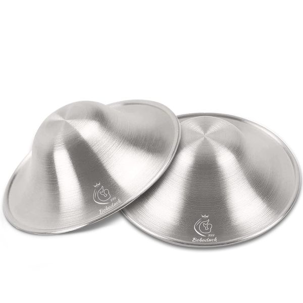 Boboduck Silver Nipple Shields, 999 Silver Cups for Breastfeeding, Essentials Breast Shields for Nursing Newborns, Silver Nipple Guards and Pads (Small)