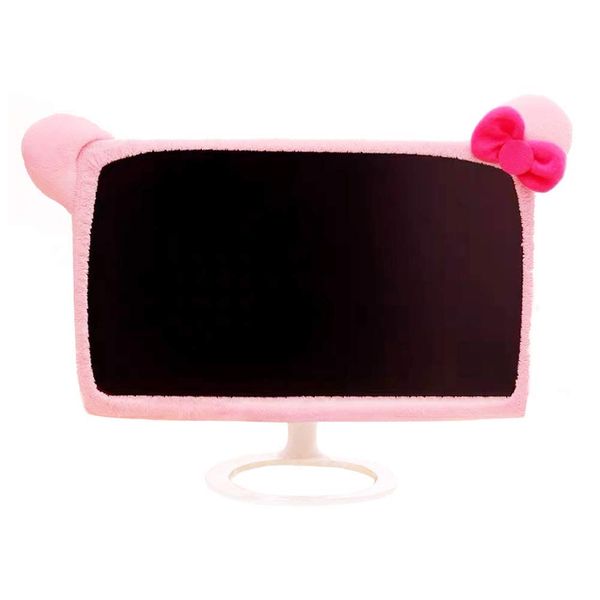 LINXTAR 20''-29'' Computer Monitor Cover with Cat Ear Design Furry Kawaii Pink Monitor Dust Cover Elastic Dustproof for PC Tablet TV