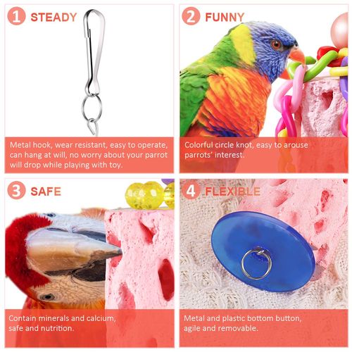 POPETPOP 2 Pcs Bird Chewing Toys: Bird Beak Grinding Stone for Parakeet Treats - Parakeets Teeth Grinding Chew Treats Toy for Parrot, Cockatiel, Conure Gerbil, Guinea Pig (Random Color)