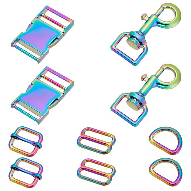 WADORN Split Keychain Rings Making Kit, Alloy Adjuster Bag Strap Slides Buckles Making Kit Alloy Webbing Bag Strap Adjuster Buckles Making Kit for Overalls Keychain Jewelry DIY Craft Making, Kit 1