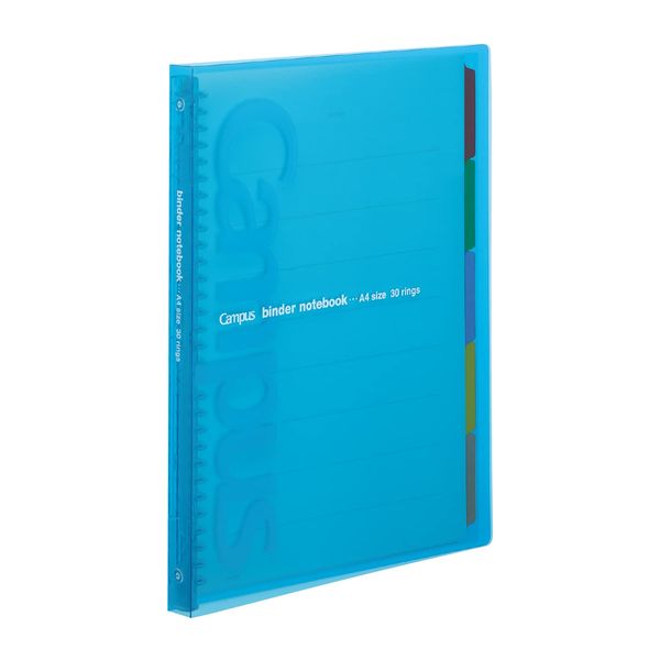 Kokuyo Campus P173NB Loose Leaf Binder, Slim, Size A4, 30 Binding Rings, Holds up to 65 Sheets, Cover Color: Blue