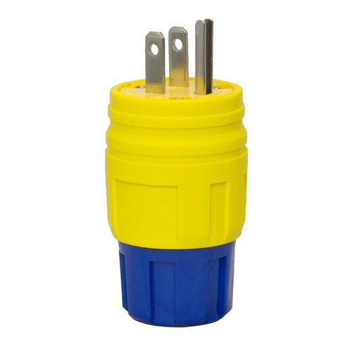 Ericson 1510-PW6P Plug, Perma-Tite, NEMA 5-15, 2 Pole/3 Wire Straight Blade, 15 Amp, 125V, 1 Phase, Safety Yellow