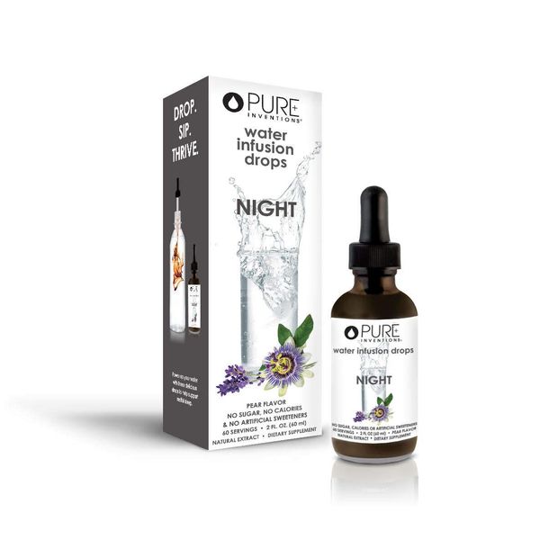 Pure Inventions Night - Pear Flavored Water Infusion Drops - No Sugar, Calories, or Artificial Sweeteners - 60 servings - 2oz