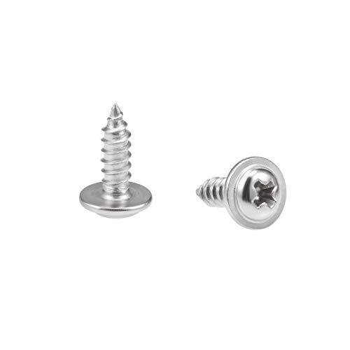 uxcell 0.1 x 0.3 inch (2.6 x 8 mm) Self Tapping Screw Pan Head 304 Stainless Steel Material 50 Pieces