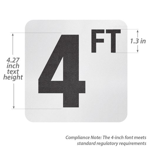 SmartSign 4 FT Pool Depth Marker | Sign | Sticker, 4" Letter Size, 5.75 x 5.75 inch, 20 mil Thick Laminated Vinyl with SlipSafe Adhesive, Anti-Skid Pebbled Surface, Black and White