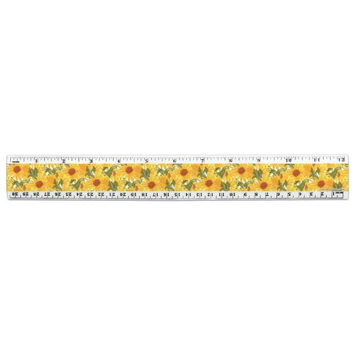 Sunny Sunflowers 12 Inch Standard and Metric Plastic Ruler