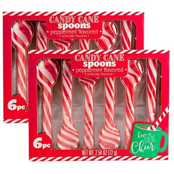 2 Pack Candy Cane Peppermint Spoon  Edible Spoons Hot Chocolate and Coffee
