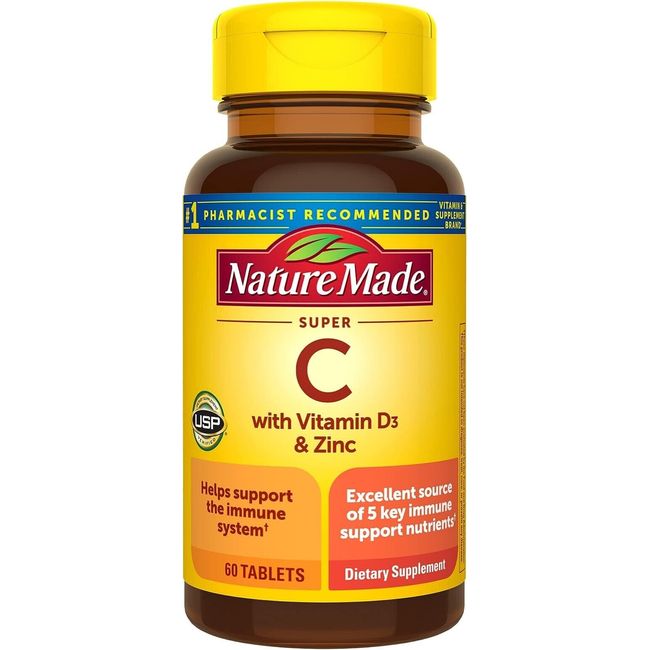 Nature Made Super Vitamin C with Vitamin D3 and Zinc - 60 Tablets - Exp. 02/2025