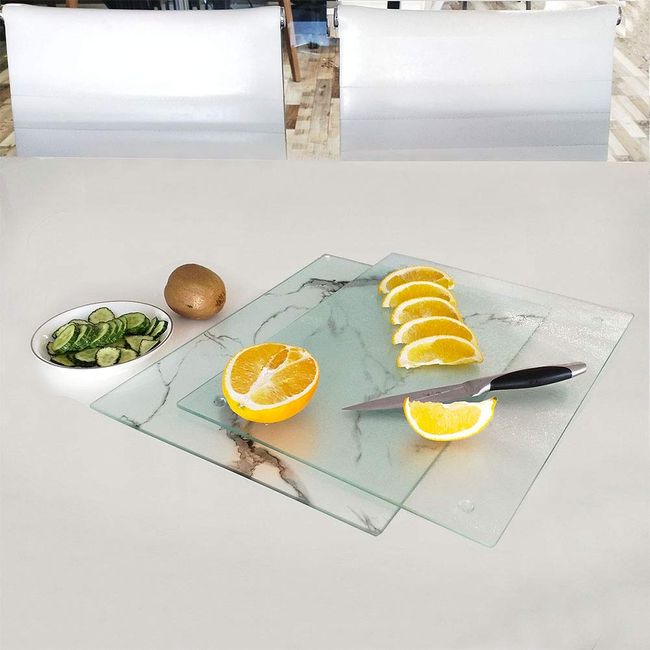 White Marble Pattern Kitchen Cutting Board Made of Shatter Resistant Glass,  Kitchen Accessories & Home Decoration Chopping Board