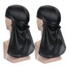 2 Pack Silk Satin Durags Head Wraps Long Tail Beanies Waves for Men Headwraps Do Rags Cap
