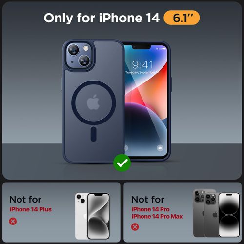 Miracase Magnetic for iPhone 14 Case 6.1 inch (Compatible with MagSafe)（with 2X Screen Protectors） Military-Grade Protection, Anti-Fingerprint Translucent Matte Phone Case Cover, Dark Blue