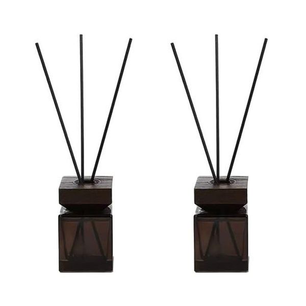 BEAUPRETTY Reed Diffuser Set of 2 Glass Reed Diffuser Bottles with Lid Kit Cube Glass Bottle Decorative Bottle Perfume Container Aroma Wood Scented Decorative Oil Diffuser Bya