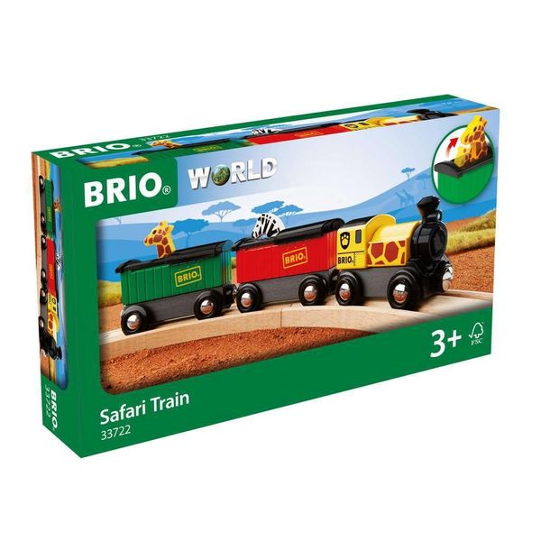 BRIO World - 33722 Safari Train | Interactive Toy Train Set for Kids Age 3 and Up | Environmentally Conscious | Engine and Animal Wagons Included