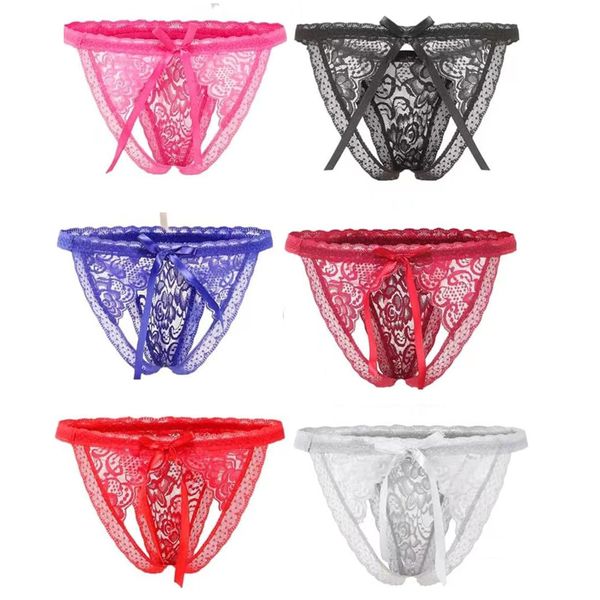 Baoqishan Sexy Underwear, Women's Thong Panties, Extreme Lingerie, Perforated, See-Through, Women's, Cute, Lace Underwear, Set of 6, Free Size