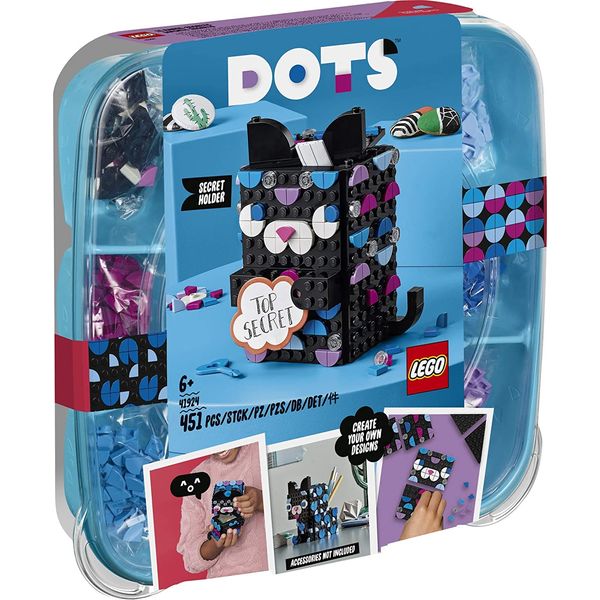 LEGO DOTS Secret Holder 41924 DIY Craft Decorations Kit; Creative Activity for Kids Who Want to Make a Cool Cat Set, New 2021 (451 Pieces)