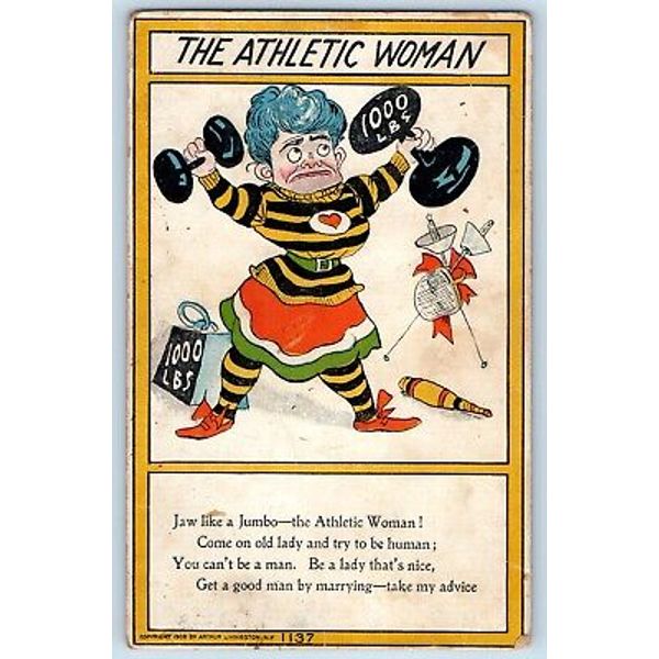 Signed Artist Postcard The Athletic Woman Gym Equipment Galena Kansas KS 1907