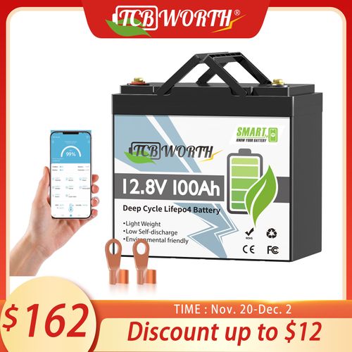 Mini 12V 100Ah Smart Bluetooth Low Temp LiFePO4 Lithium Battery for Solar Marine