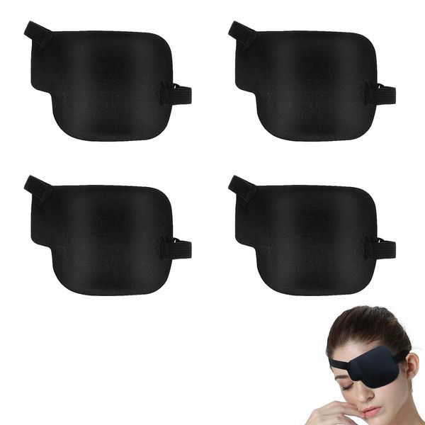 4 PCS Left Right Eye Patches Eye Patch Adjustable Eyepatch for Left Right Eye Eyepatch Lazy Eye Strabismus Comfortable Eyepatch Adjustable Eye Patches Lazy Eye Patches (Black).