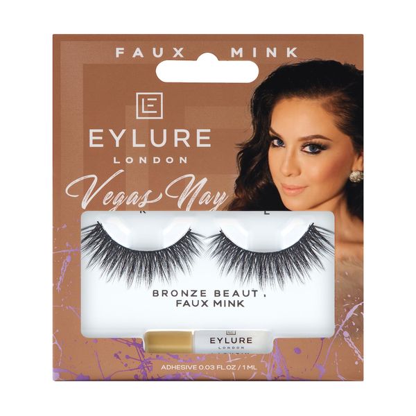 Eylure Vegas Nay Bronze Beauty False Eyelashes, Reusable, Adhesive Included, 1 Pair, Cruelty Free