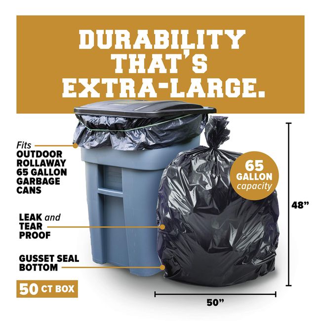 Plasticplace 42 Gallon Contractor Trash Bags, Clear (50 Count)