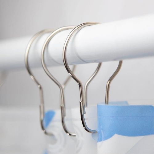100 Pack Clip Strip Shower Curtain Hooks, 2.5" Metal Shower Curtain Rings, Silver, Shower Curtain Hooks Rust Proof, Hang Signs & Display Swatches from Wire Fixtures in Retail Stores