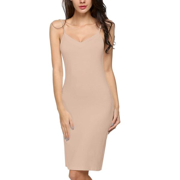 Avidlove Slip Dress for Women Full Slips Cotton Blend V Neck Straight Dress Nightwear (nude,M)