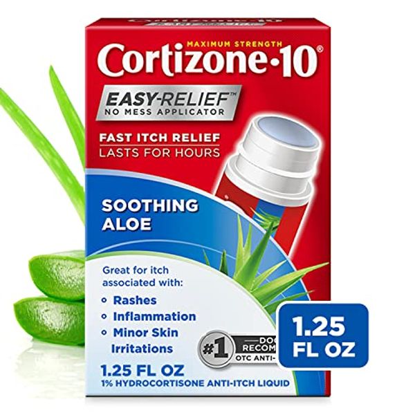 Cortizone 10 With Healing Aloe Easy Relief Applicator 1.25 oz., Maximum Strength 1% Hydrocortisone Anti-Itch Liquid (Pack of 6)