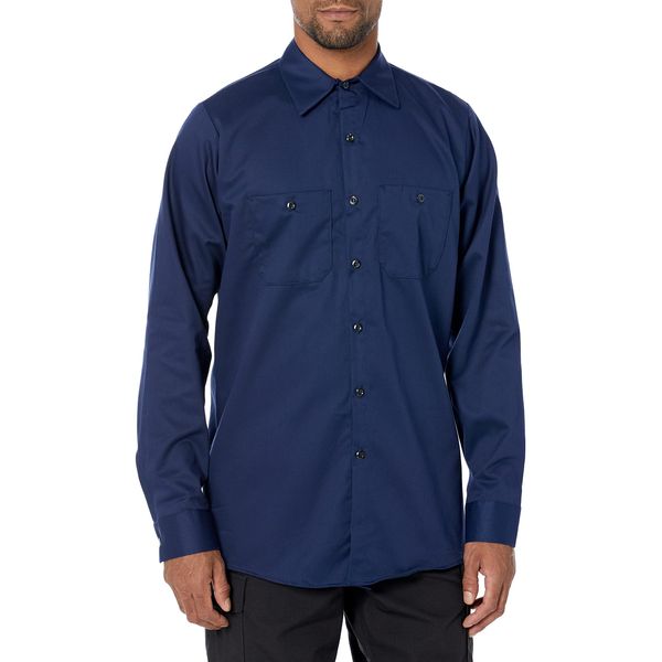 Red Kap Men's Wrinkle-Resistant Cotton Work Shirt, Navy, Medium