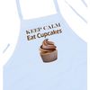 Apron For Baking Keep Calm Eat Cupcakes, White Cooking Apron For The Kitchen