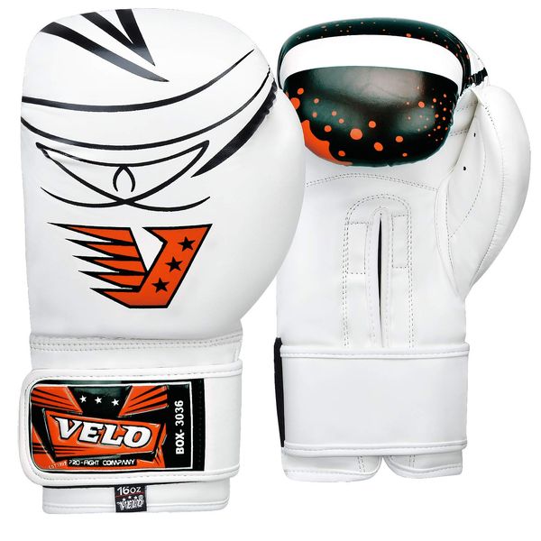 VELO Vivid Impact Series Boxing Gloves - Funky Contemporary Design in Orange, Red, Blue, Yellow DX Leather - Sizes 4oz 6oz 8oz 10oz 12oz 14oz 16oz Including Kids Sizes (Orange, 8oz)