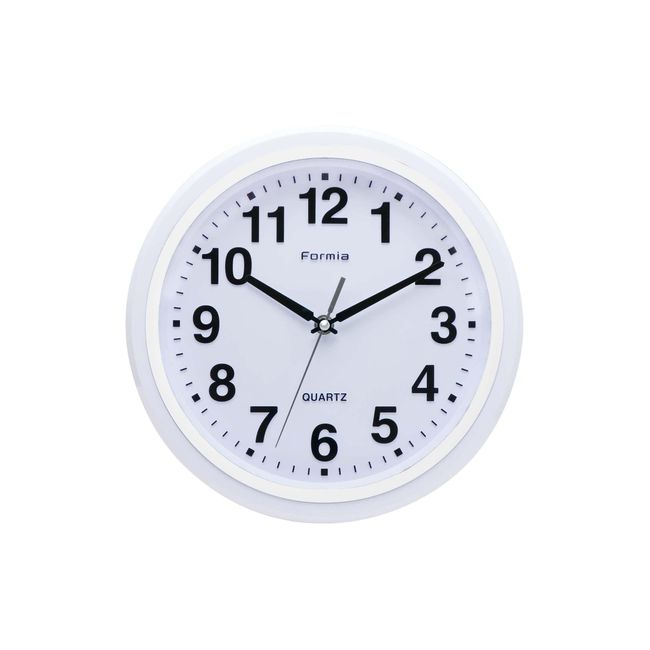 Formia HWC-010W-WH Wall Clock, Easy to Read Simple, Continuous Second Hand, Analog, Hodogaya Electronics Sales, White