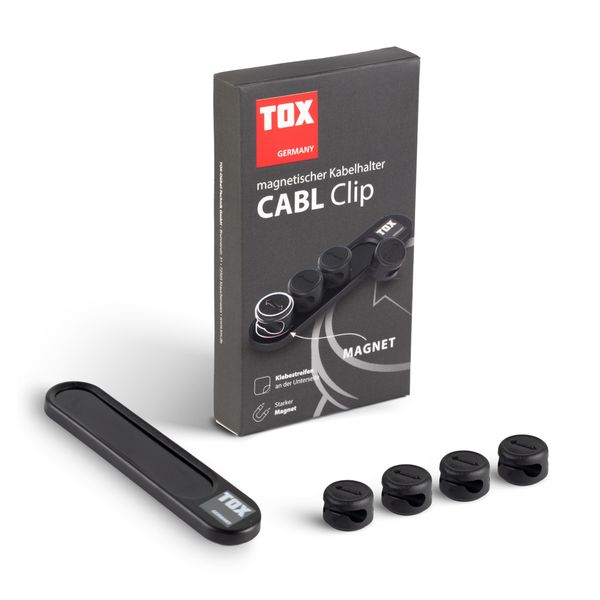 TOX Magnetischer Kabelhalter CABL Clip, für 8 Kabel, mit Magnet oder Klebestreifen für glatte Oberflächen, einfaches Kabelmanagement im Arbeitsbereich, 1 Stück in der Schachtel, 099100001