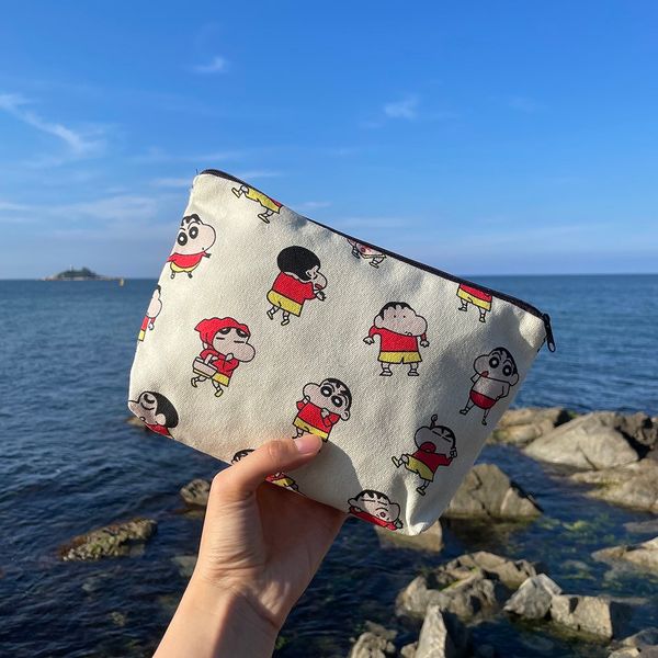 84x84 canvas fabric Crayon Shin-chan cosmetics multipurpose pouch