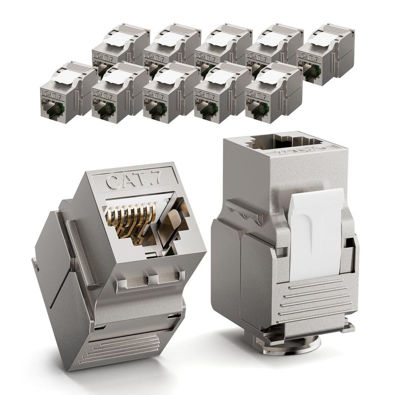LEENUE 12 Pack RJ45 Keystone Jack Cat7, Gold-pated Keystone Modul for ...