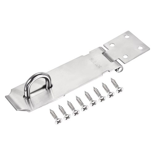 uxcell Hasprolock Door Latch Padlock Clasp Thick Stainless Steel with Screws for Cabinet Closet Gate 125mm Silver
