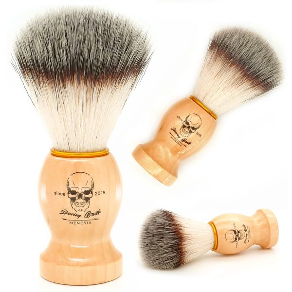 Menesia Shaving Brush for Men, Wood handle Shave Brush,Mens Shaving Cream & Soap Brush (skull)