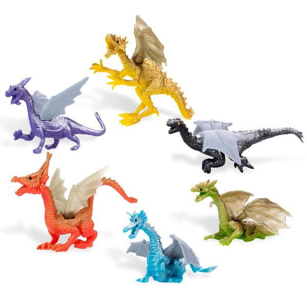 Bulk Toys - 2 Inch Dragon Toys - 48 Pcs Dragon Playset for Party Favors - Pinata Stuffers - Goodie Bag Supplies - Bulk Gifts for Kids - Vending Machine Toys - Easter Gifts for Kids