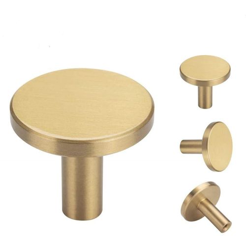 Pack of 4, Brushed Brass Decorative Wall Hooks, 32mm x 30mm, for Bathroom,Lavatory,Clothing Store, Hotel, Cafe,Hat,Towel Coat Hook Hangers Wall Mounted (Round)