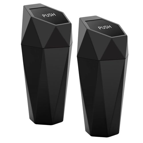 Ginsco Car Trash Can with Lid, 2 Pack Mini Car Cup Holder, Leakproof, Multi-use (Black)