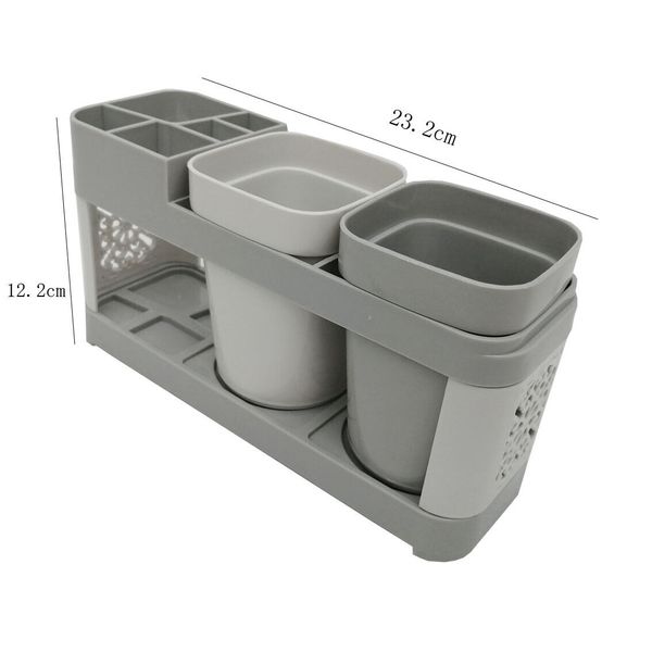 Toothbrush Stand Holder Toothpaste Stand Holder with Two Cups Bathroom Storage