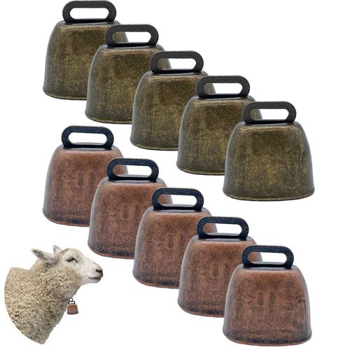 SEABABOO 10 pieces cow bell, small cow bell, craft bells, copper bells, goat bells, metal bell, hanging vintage mini cow bell, goat bells, bell, charm, DIY goat, cow