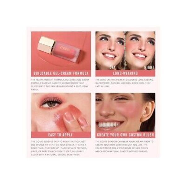 2x KIMUSE Soft Cream Blush Makeup, Liquid Blush for Cheeks Color: Alice 6ml New