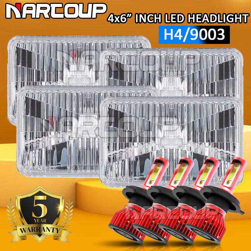 4PCS 4x6 Hi-Lo LED Headlights Fit 1981 1982 1983 1984 1985 1986 Chevy ...