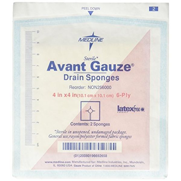 Medline Gauze Sponge 4'' X 4'' Drain 6 Ply, NON256000 50 Count