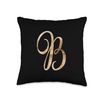 Monogram Alphabet Letter B Black Background Throw Pillow