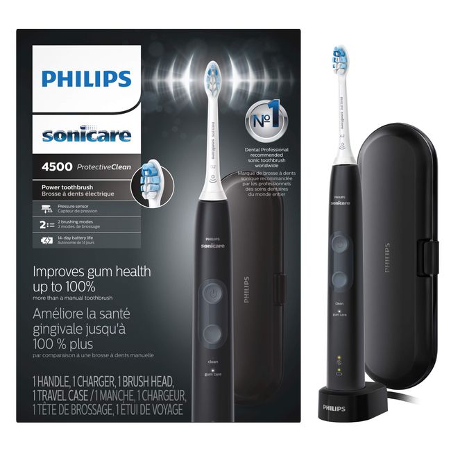 Philips Sonicare Protective Clean Toothbrush 4500 Black, Hx6820/60, 1 Pound