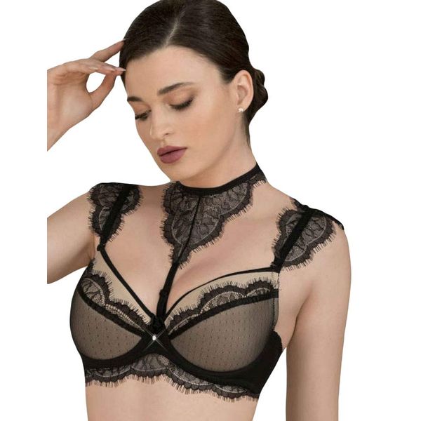 Roza Women's Idrisa Black Spotted Lace Push Up Bra ROZAIDRISABLACK38DPUSHUP 85d Black