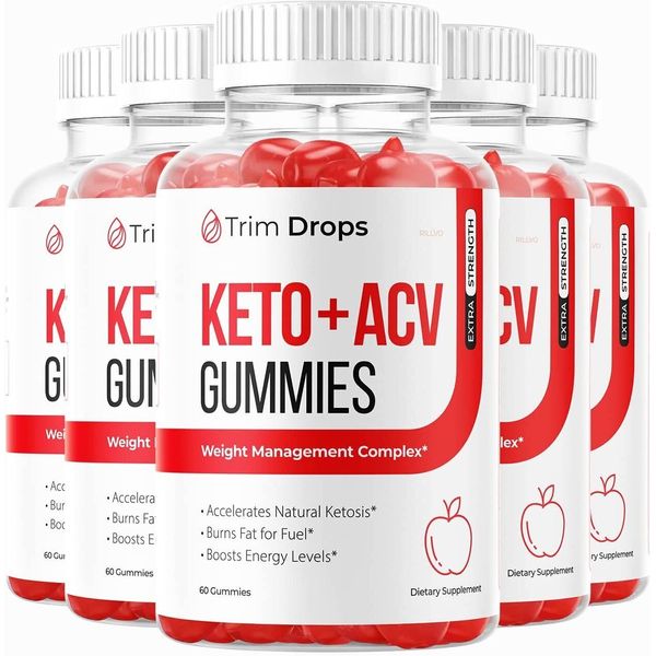 (5 Pack) Trim Drops Keto ACV Gummies Trim Drops  Apple Cider Vinegar...