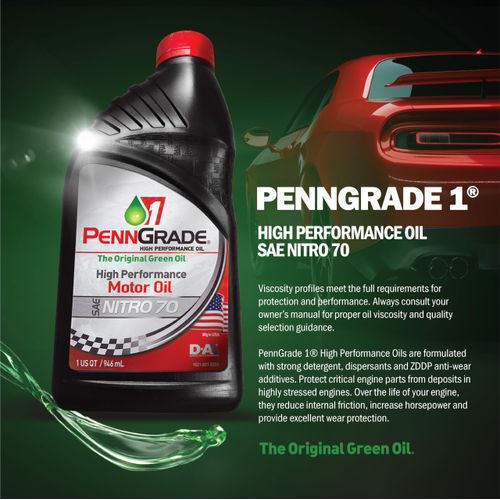 PENN GRADE 1, 71176, Monograde High Performance Oil Nitro 70, 1 Quart (6 Pack)